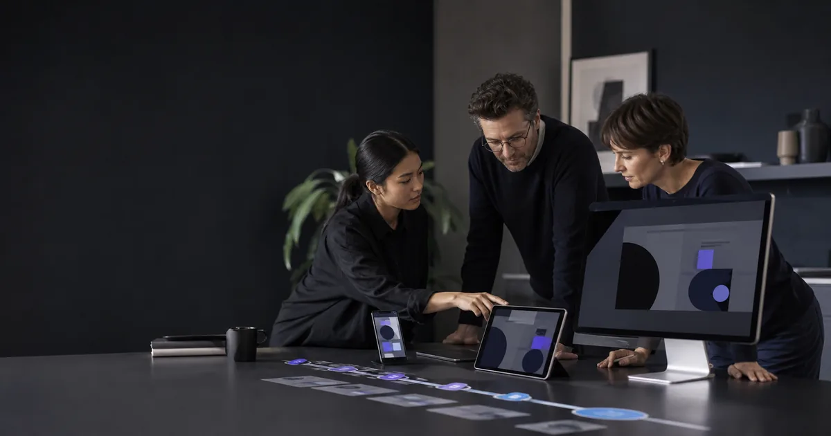 Product team testing a commerce journey across multiple devices