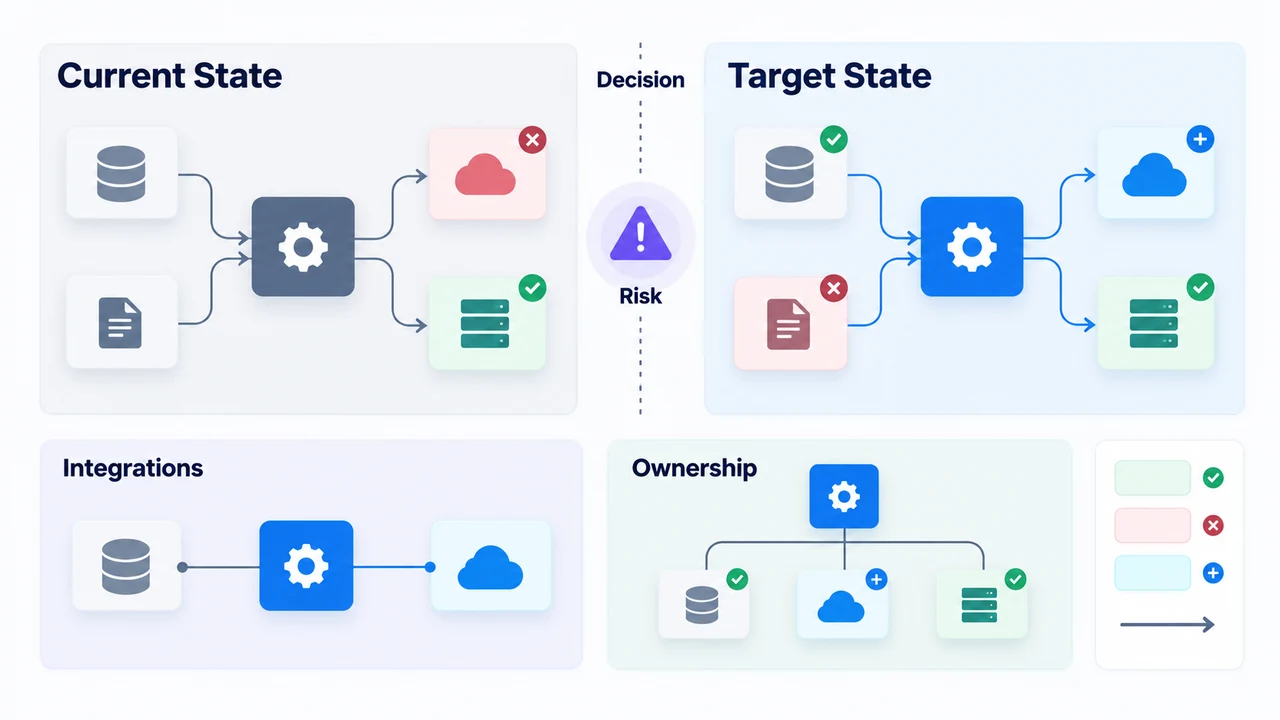 Diagram of commerce data synchronisation: Catalog, Pricing, Inventory, Customer, Order, Status.