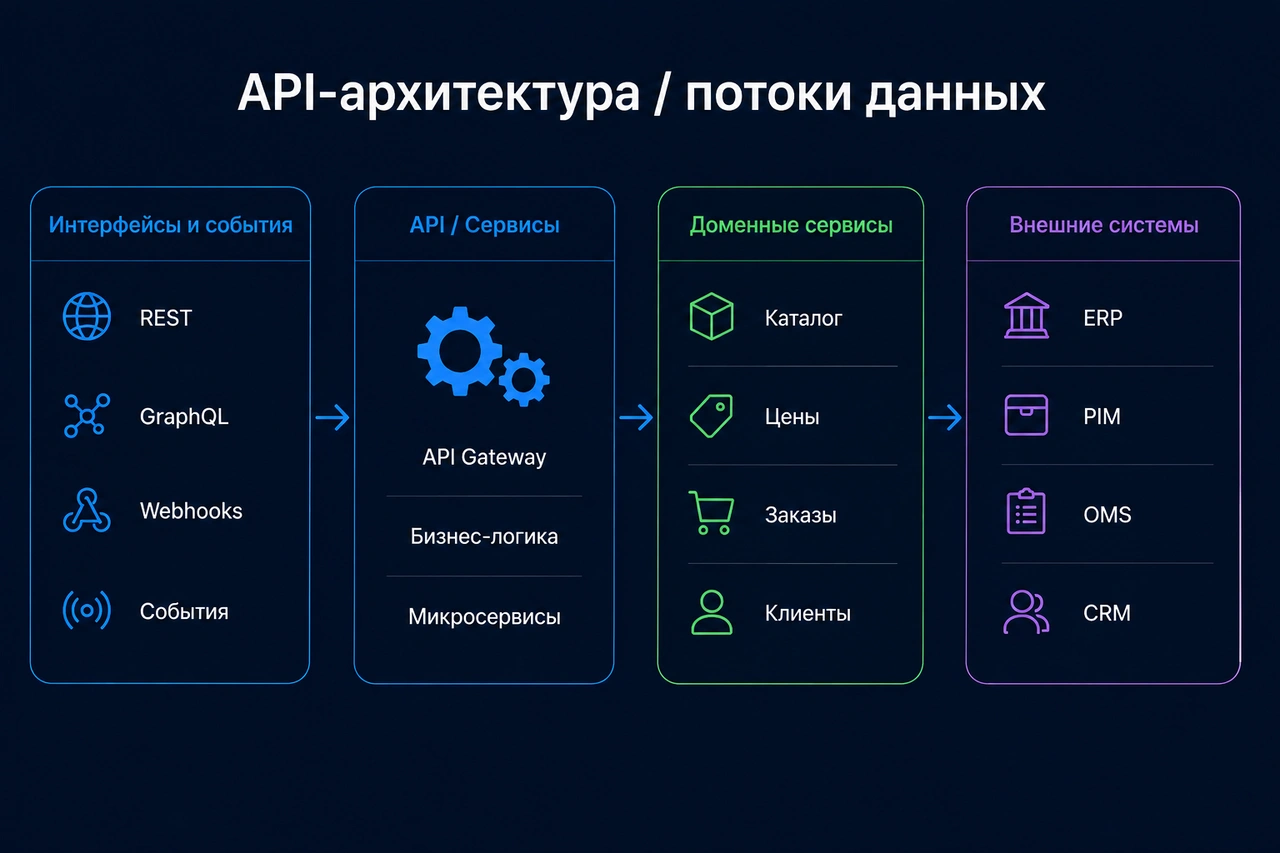 Границы API, доменных сервисов и внешних систем eCommerce-платформы